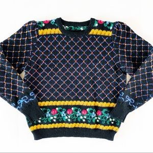 80s ugly sweater Cosby show floral knit fair isle